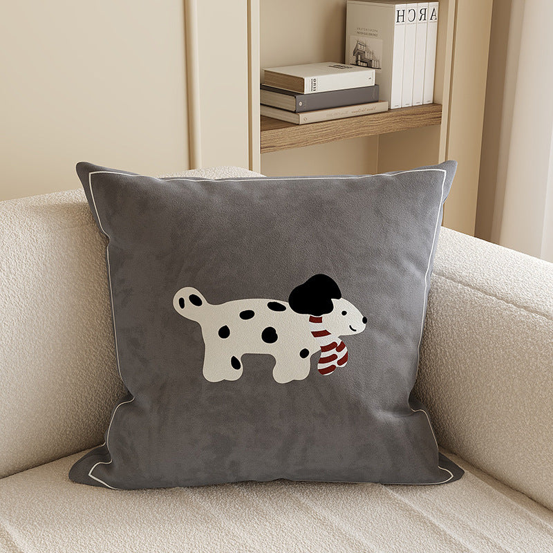 Minimalist Oversized Apple Graphic Linen-Blend Throw Pillow Cover with Hidden Zipper