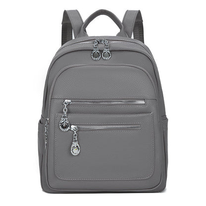 Stylischer Mehrfach-Taschen Leder-Rucksack Brehn