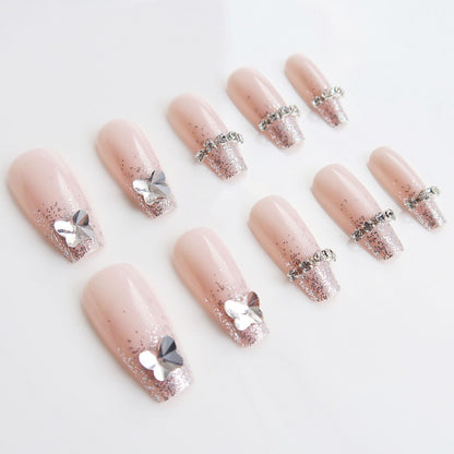 Glamouröse mit Strass verzierte Press-On Nagelset Brehn