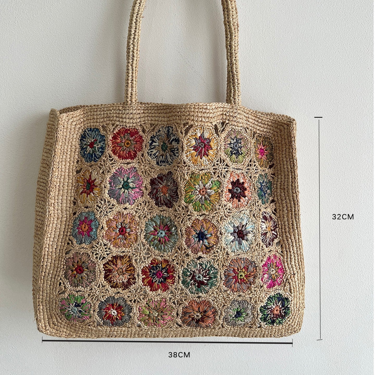 Geflochtene Umhängetasche mit Floralem Motiv Brehn