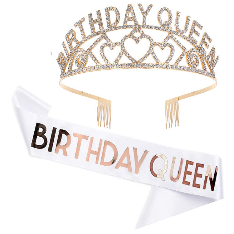 Damen Funkelndes Tiara- und Schärpen-Set Brehn