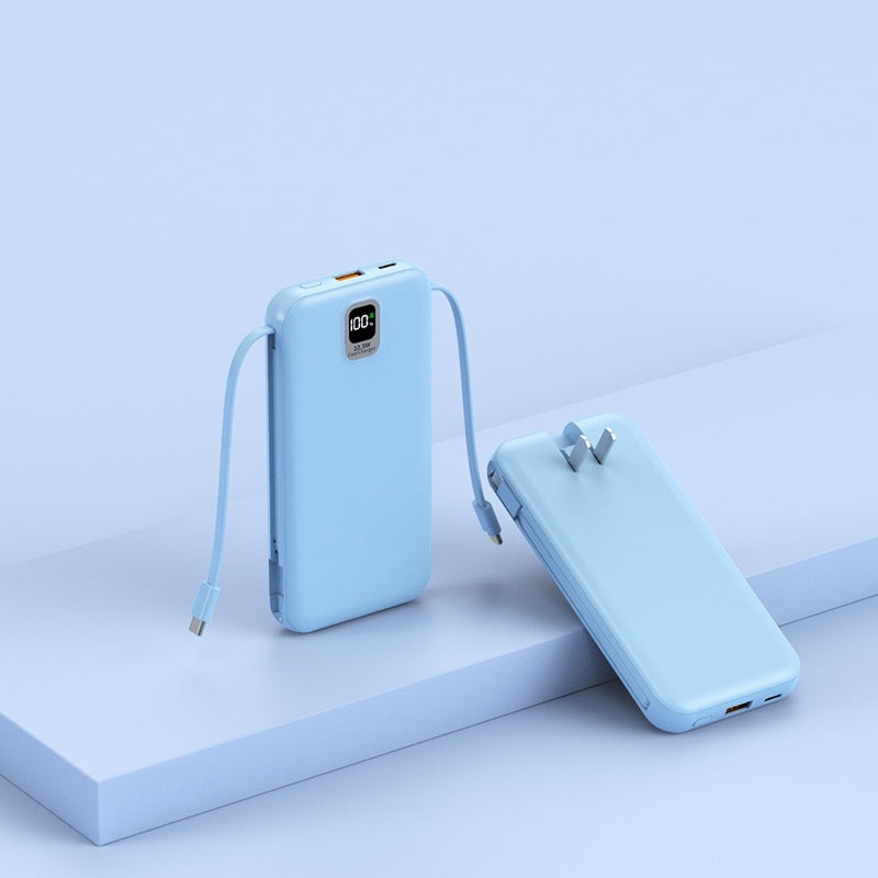 Tragbare Powerbank mit integriertem Ladekabel und LED-Display Brehn