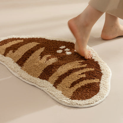 Badezimmer‑Badematten‑Set Brehn mit handgetuftetem Keks- und Brot‑Design, weichem Mikrofaser‑Flor und rutschfester Gummiunterseite