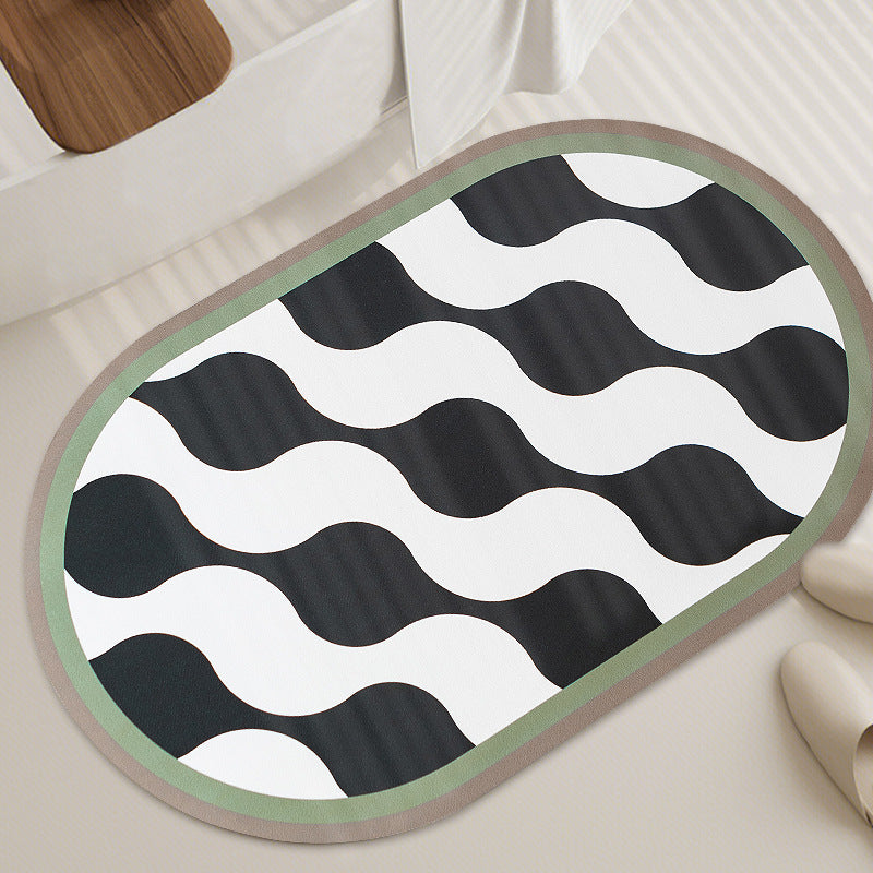 Ovaler rutschfester Vinyl-Fußmatte mit feinem Mosaik-Print und wasserabweisender Oberfläche Brehn