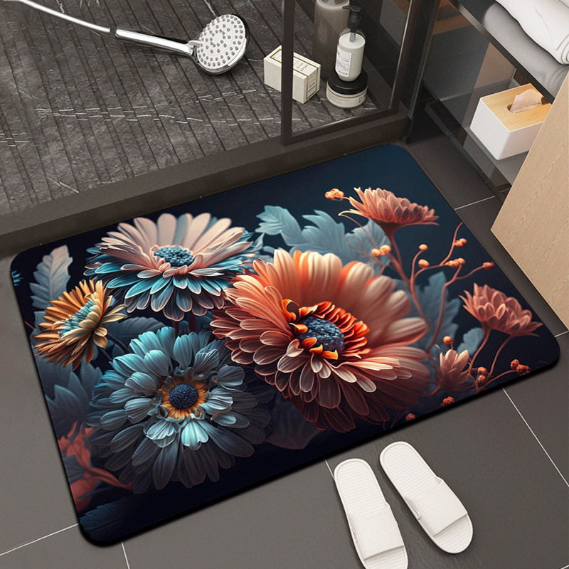 Floral Design Memory Foam Badteppich Brehn