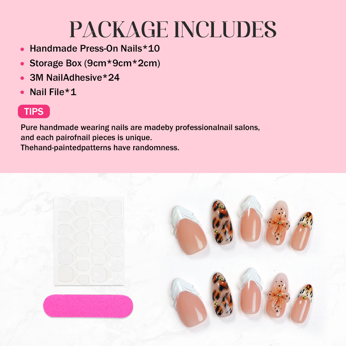 Kunstnagelset mit floralen und Leopardenmotiven Brehn
