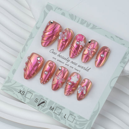 Blumenverzierte Press-On Nail Art Set Brehn 1790636707