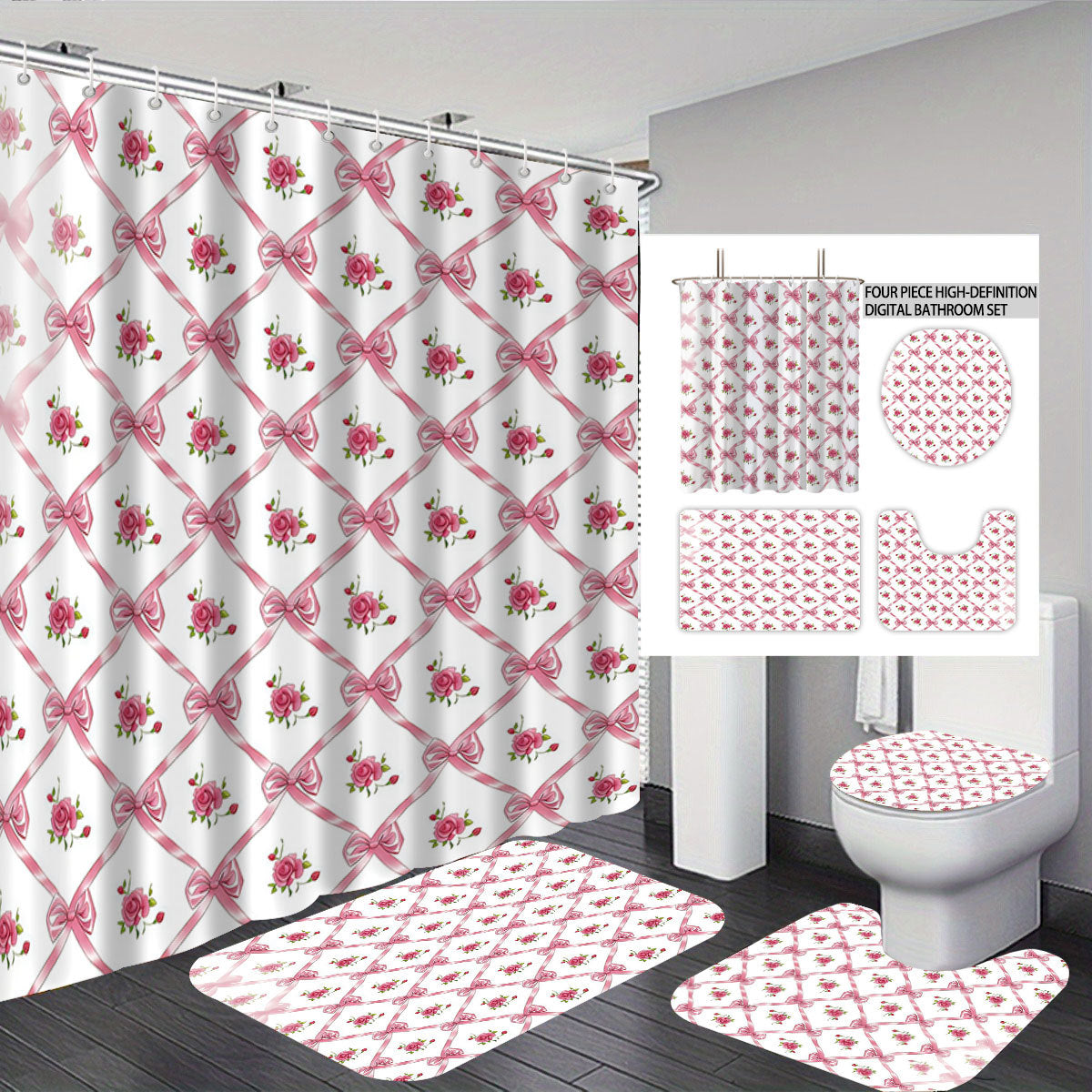 Digital Bow Pattern Badezimmer Dekor Set Brehn