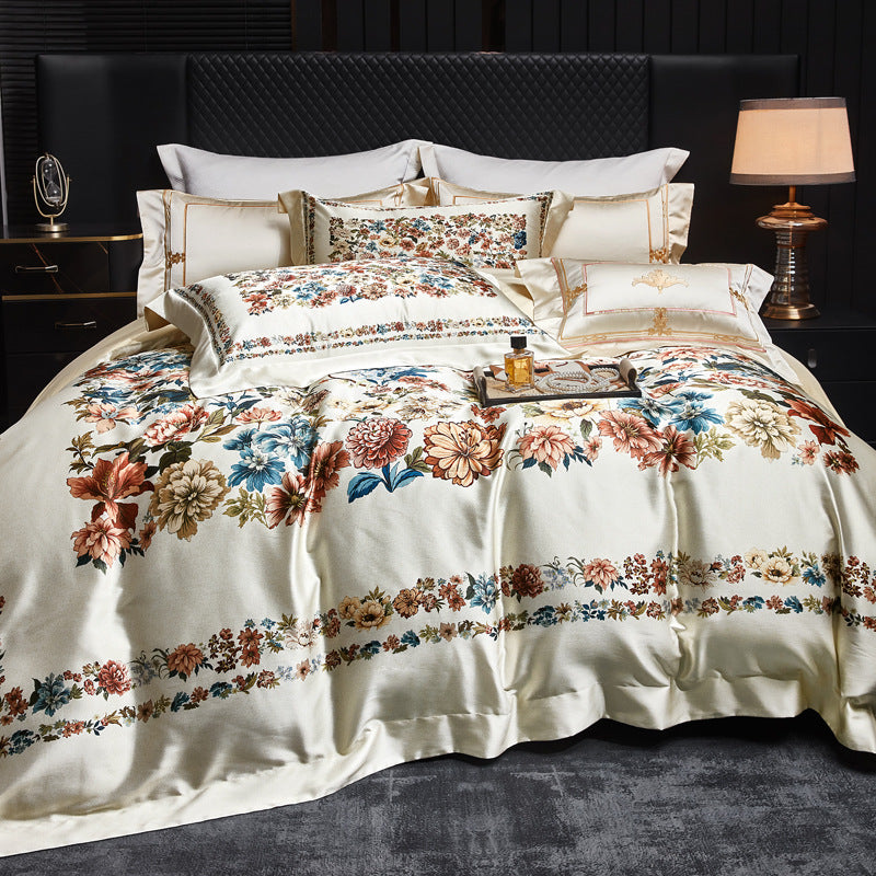 Luxuriöses florales Satin-Jacquard Bettbezug-Set