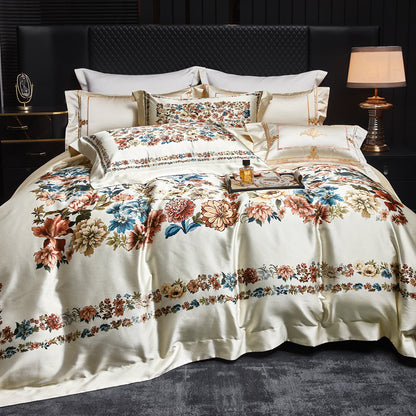 Luxuriöses florales Satin-Jacquard Bettbezug-Set