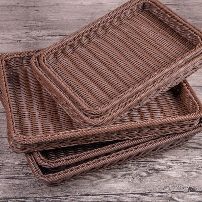 Unisex Rechteckiger Rattan Servierkorb Brehn
