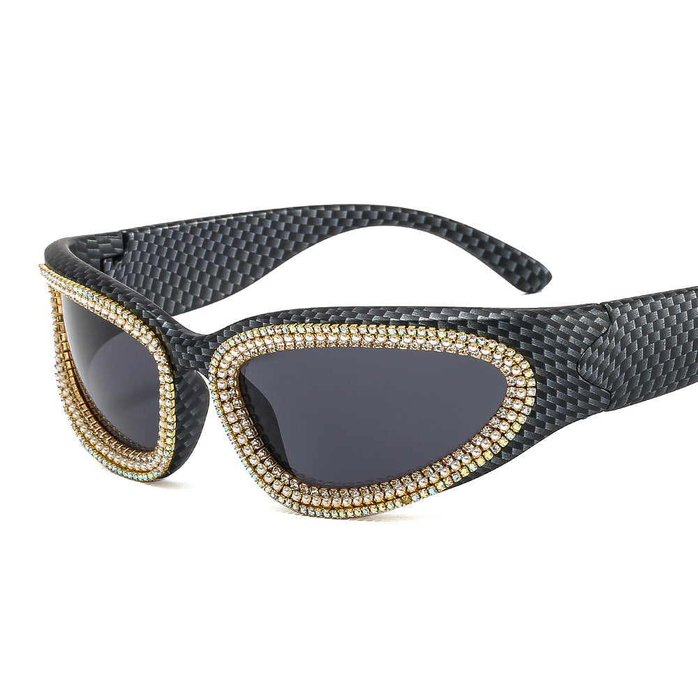 Damen stilvolle Sonnenbrille mit funkelndem Kristallrahmen Brehn