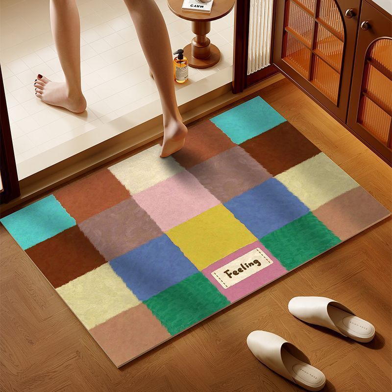 Bunte Patchwork-Badmatte Brehn