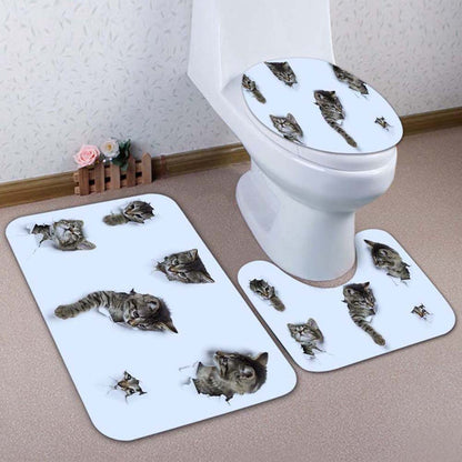Künstlerisches Löwen-Motiv Badezimmermatten-Set