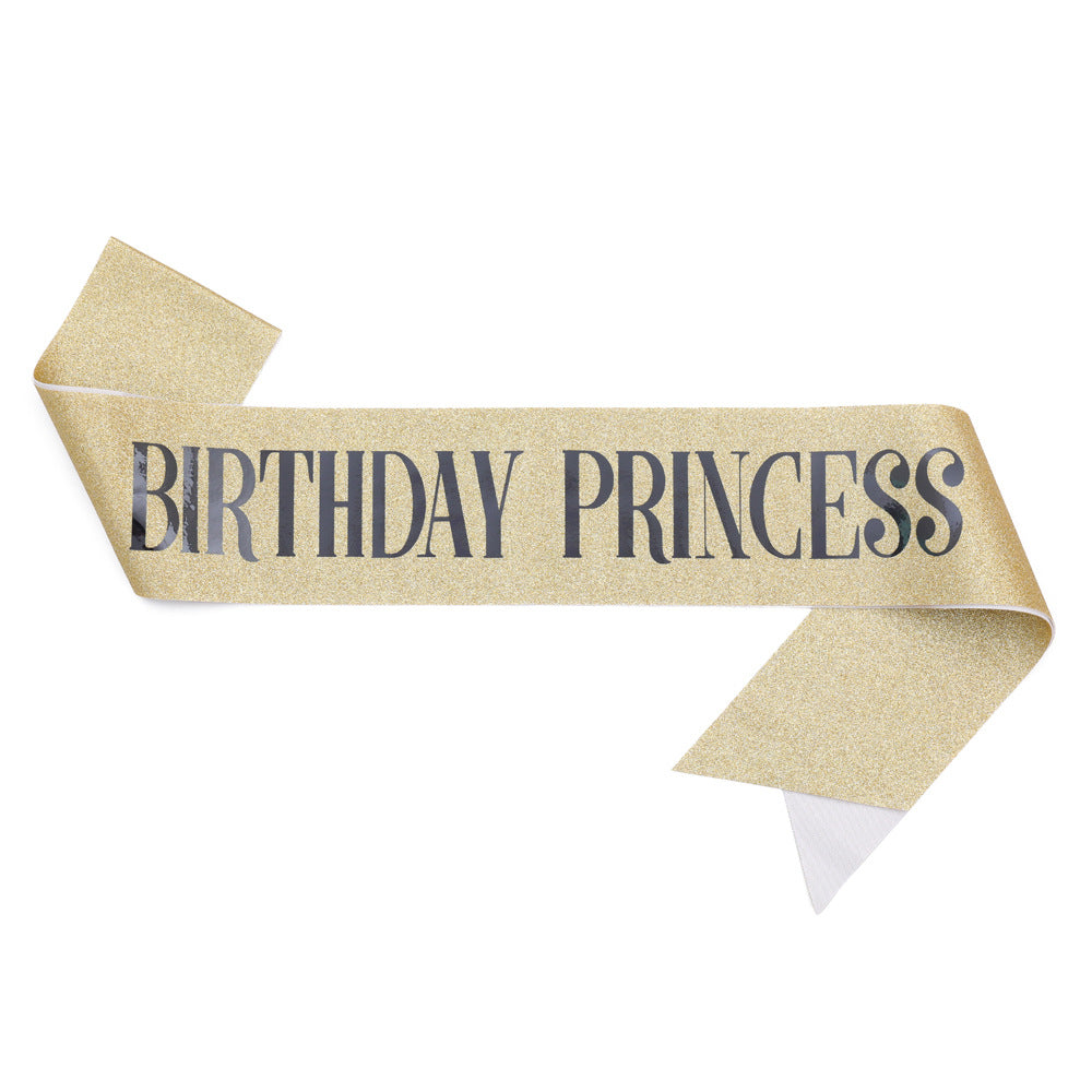 Damen Glitzernde Prinzessinnenkrone mit Birthday Princess Schärpe Brehn