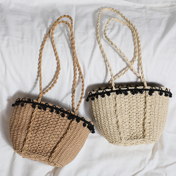 Feine Strandtasche mit Pompons Brehn