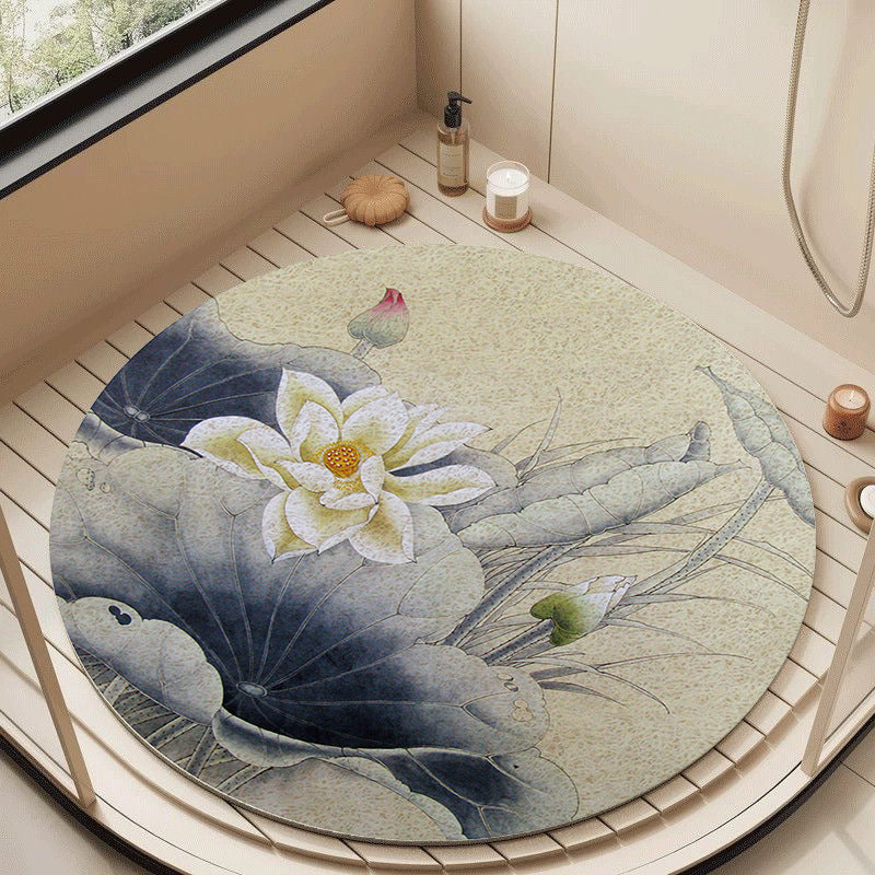 Florales Design Zirkuläre Badematte Brehn