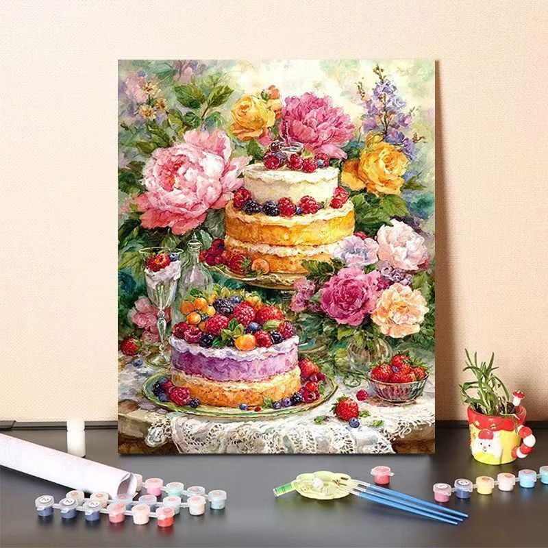 DIY Dessert-Themen Malen nach Zahlen Kunstset Brehn