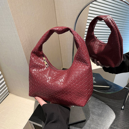 Textured Faux Leder Hobo Tasche Brehn