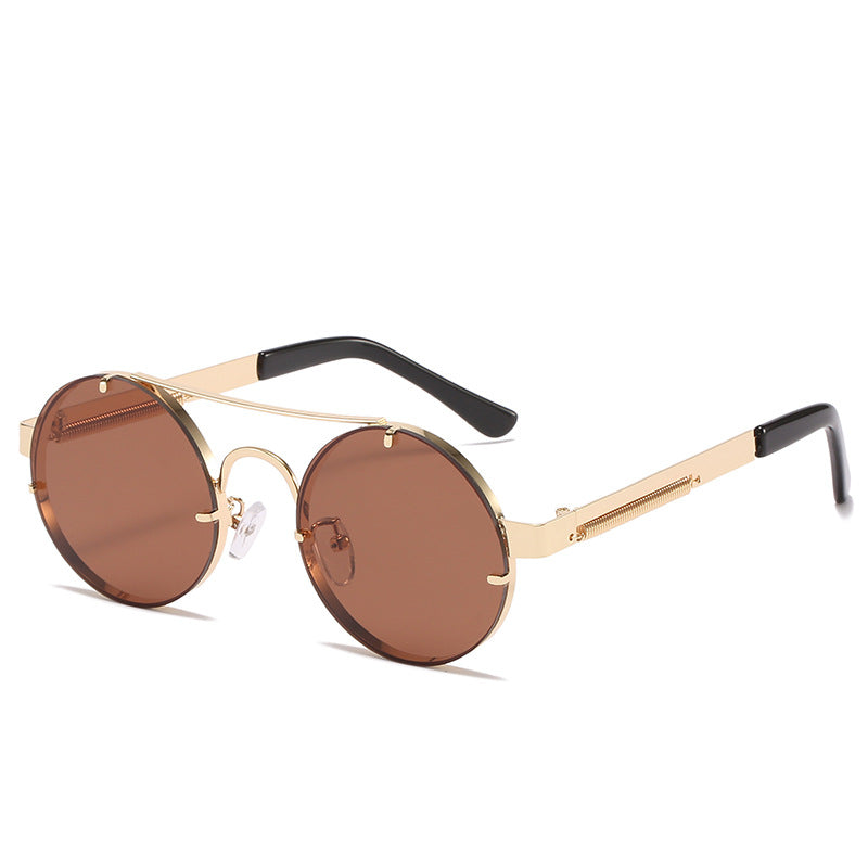 Damen runde Designer-Sonnenbrille mit innovativem Metallgestell und schützenden Gläsern Brehn