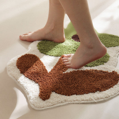 Blumenförmige handgetuftete Badematte mit voluminösem Hochflor und rutschfester Latexunterseite Brehn