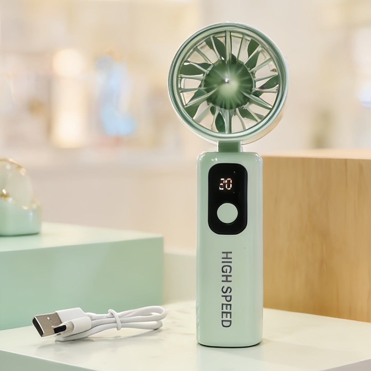 Damen tragbarer Mini-Ventilator mit digitaler Temperaturanzeige Brehn