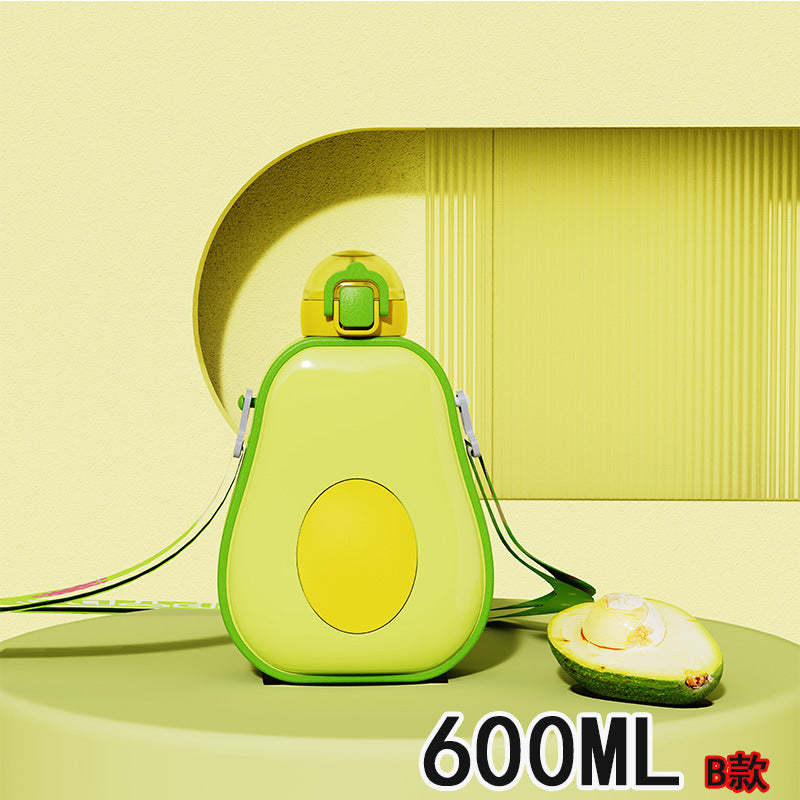 Damen Avocado Trinkflasche mit auslaufsicherem Verschluss und integriertem Tragegurt Brehn