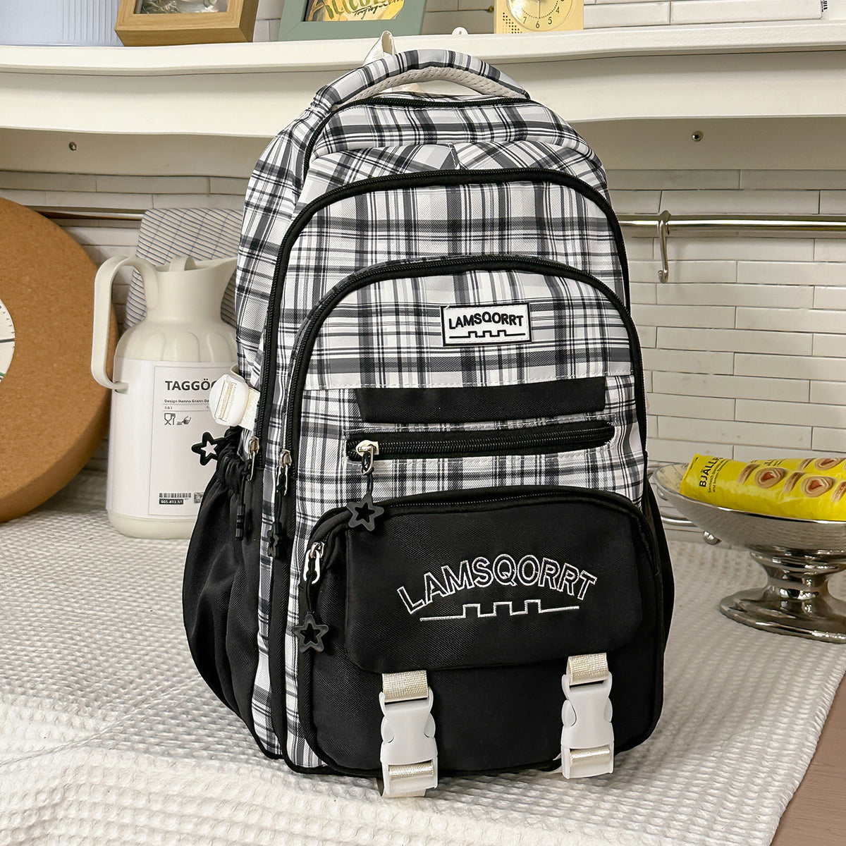 Stylische Karomuster-Rucksack Brehn