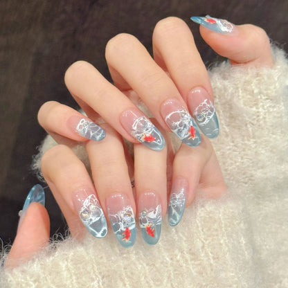 Künstlerisches Press-On-Nagelset mit einzigartigem handgemaltem Design