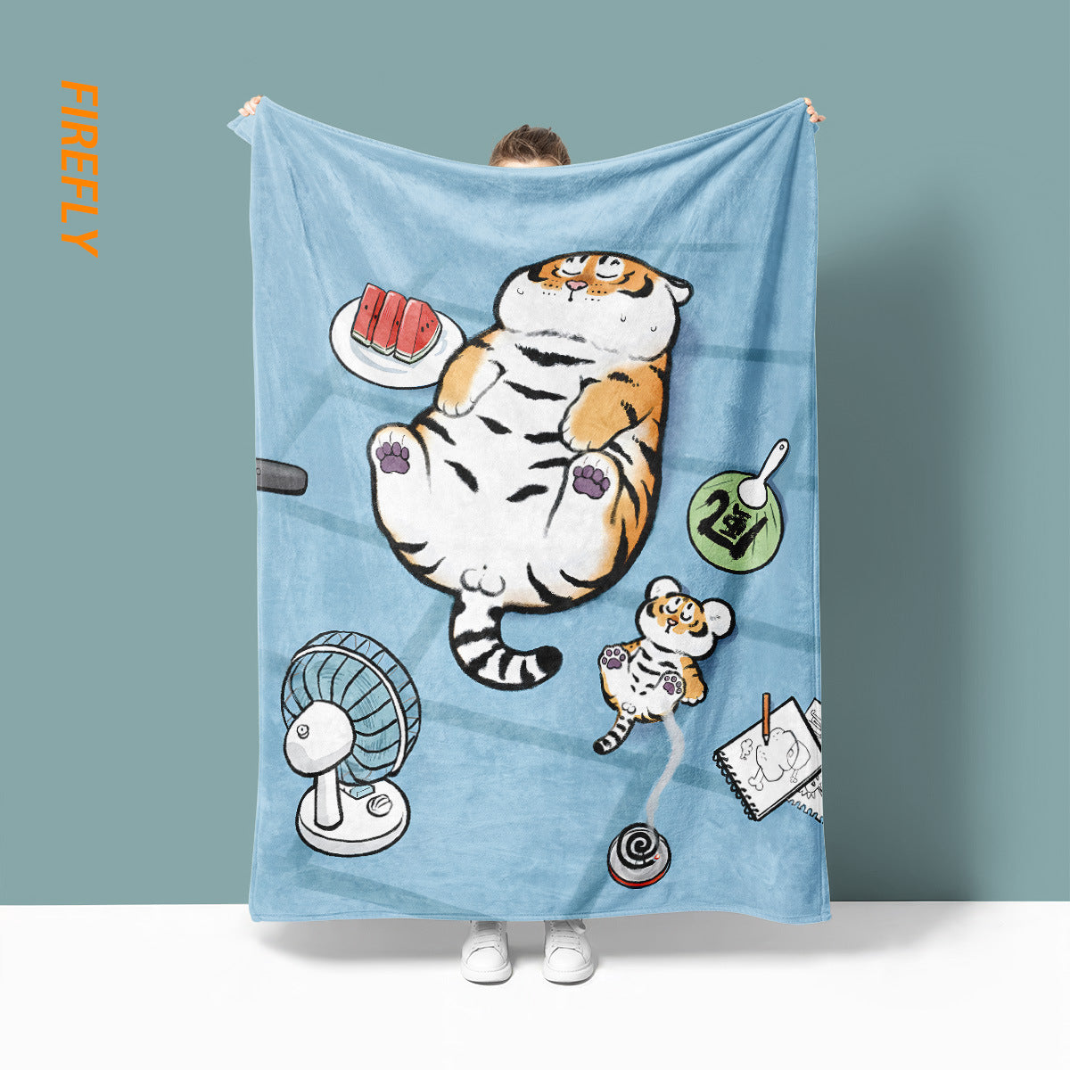 Weiches Plüsch-Wurfdecke mit Cartoon-Tiger-Thema