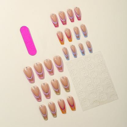 Dekorative Bunte Französische Spitze Nagelkunst Erweiterungen Brehn
