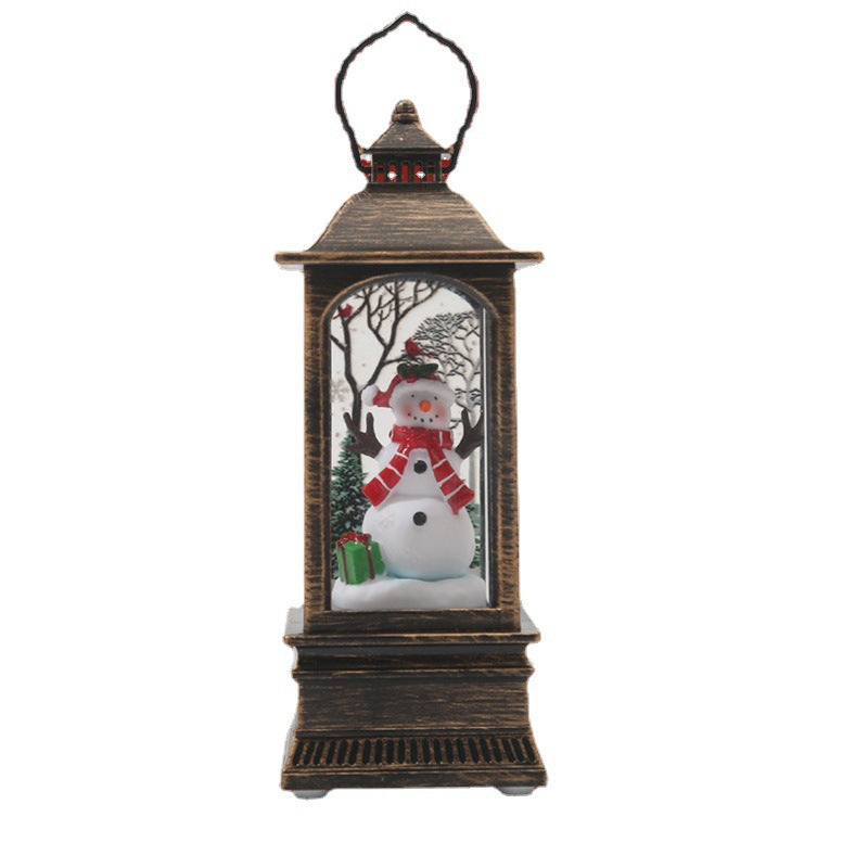 Nostalgische Weihnachtslaterne mit leuchtendem Schneemann Brehn