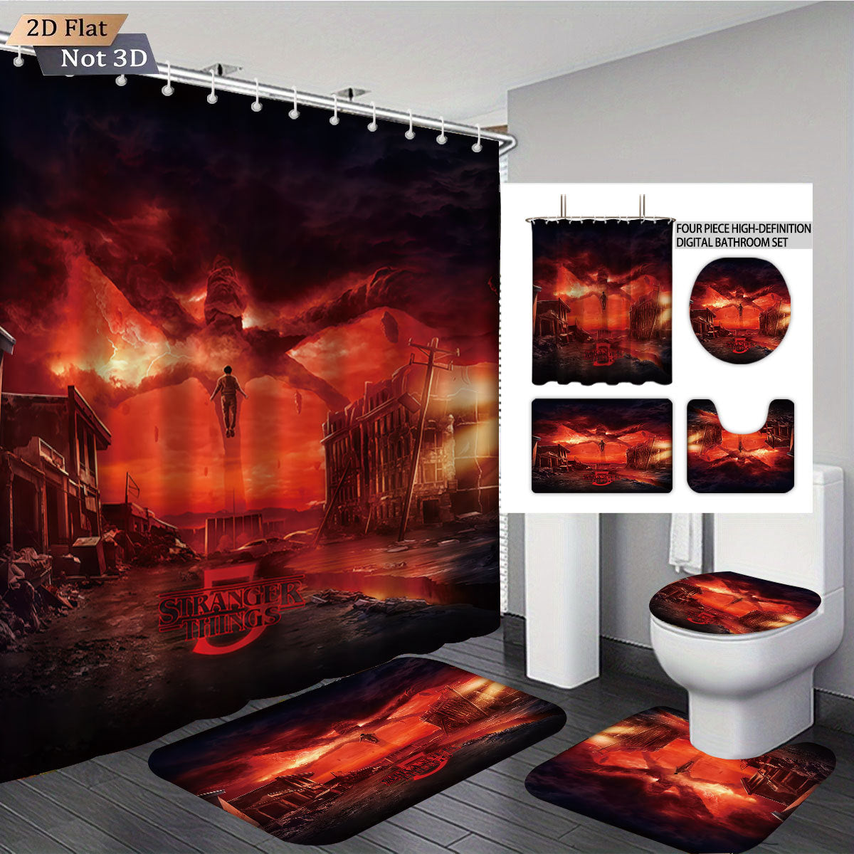Stranger Things Abenteuer-Themen Digitales Badezimmer-Set Brehn