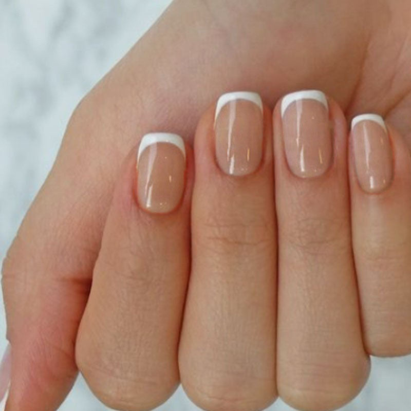 Elegante French Tip Drucknägel Set Brehn