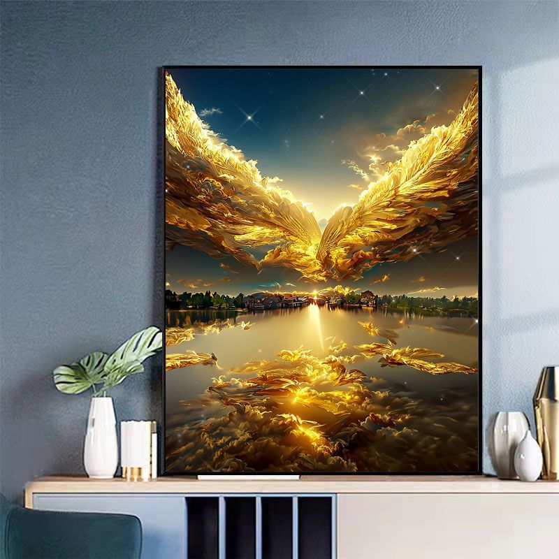 Majestätische Goldene Phoenix Leinwandkunst Brehn
