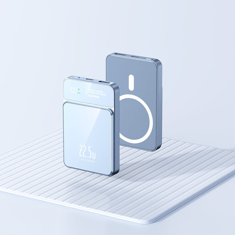 Tragbare Powerbank mit kabelloser Ladefunktion und digitalem Temperaturdisplay Brehn