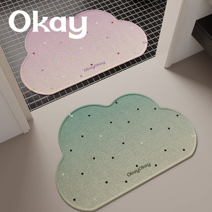 Cloud-Shaped Plush Microfiber Absorbent Non-Slip Bath and Entry Rug