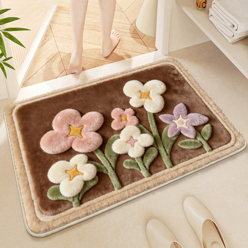 Blumendekoriertes weiches Mikrofaser-Badewannenteppich