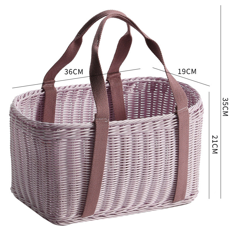 Unisex Robust geflochtener Einkaufskorb mit bequemen Stoffgriffen Brehn