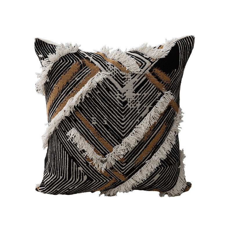 Gewebter Boho-Zierkissenbezug mit Fransen und geometrischem Chevron-Motiv Brehn