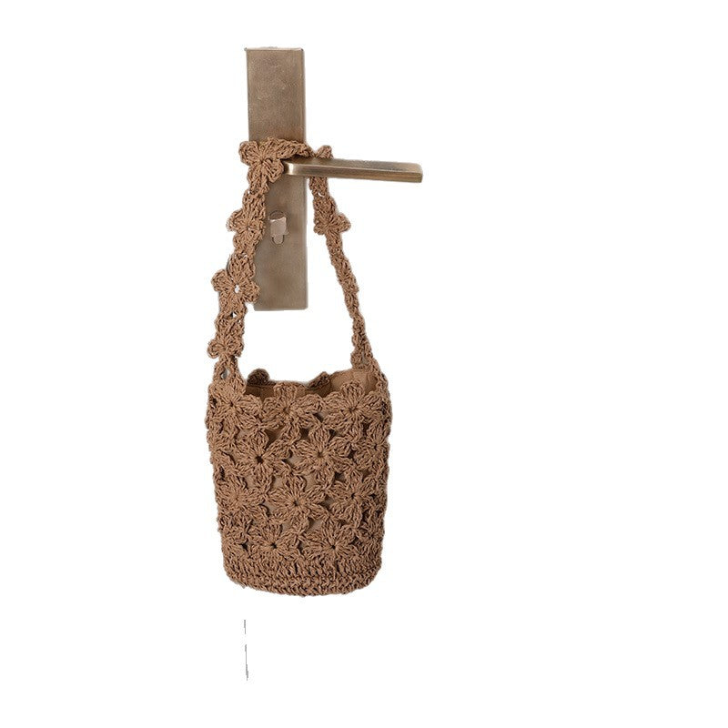 Damen Handgeknüpfte Korbtasche mit floralen Mustern Brehn