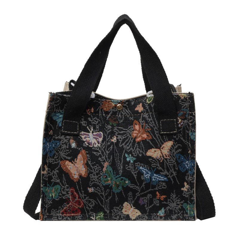 Floral Bestickte Canvas Tragetasche  1790616768