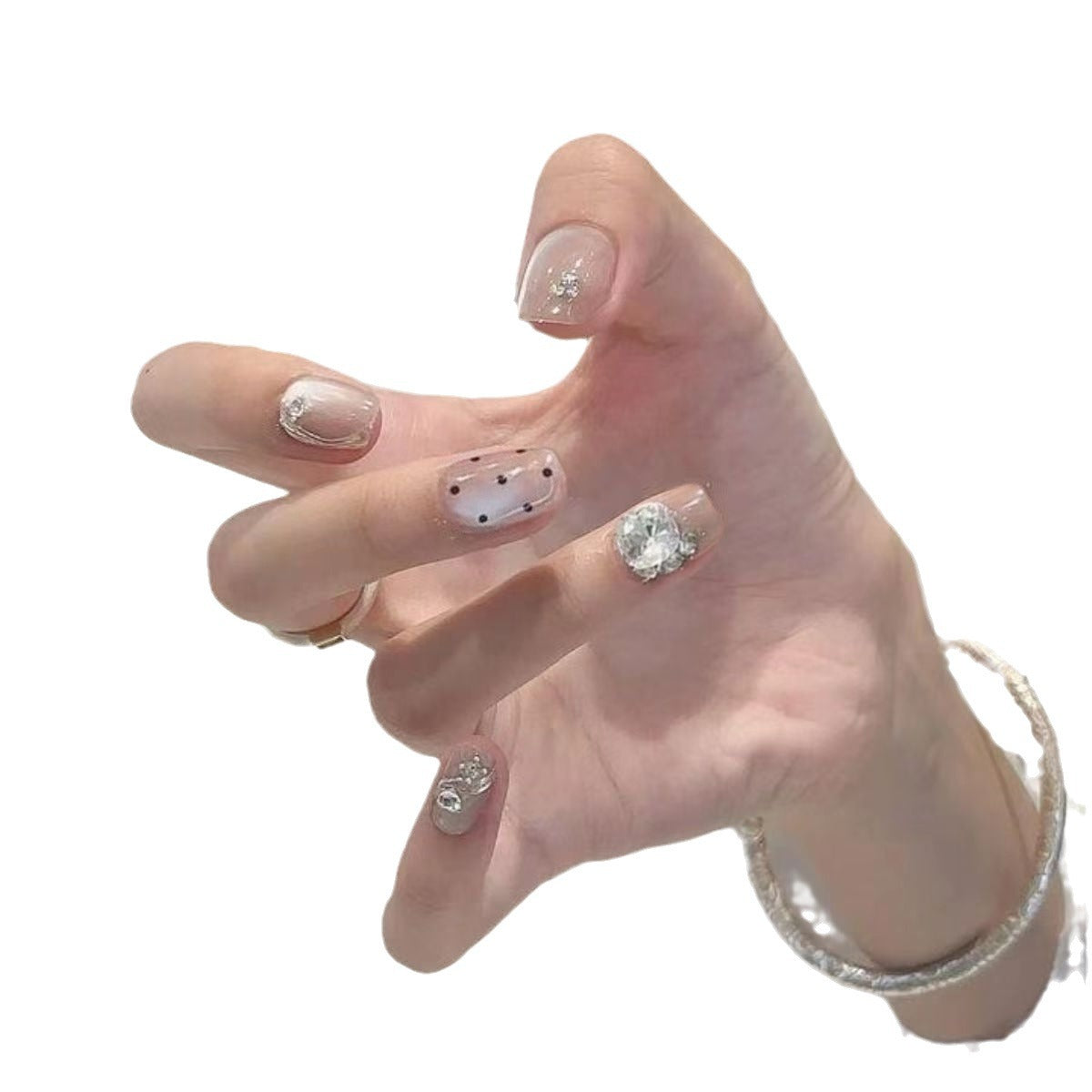 Premium Kristall-dekorierte Press-On NagelSet Brehn