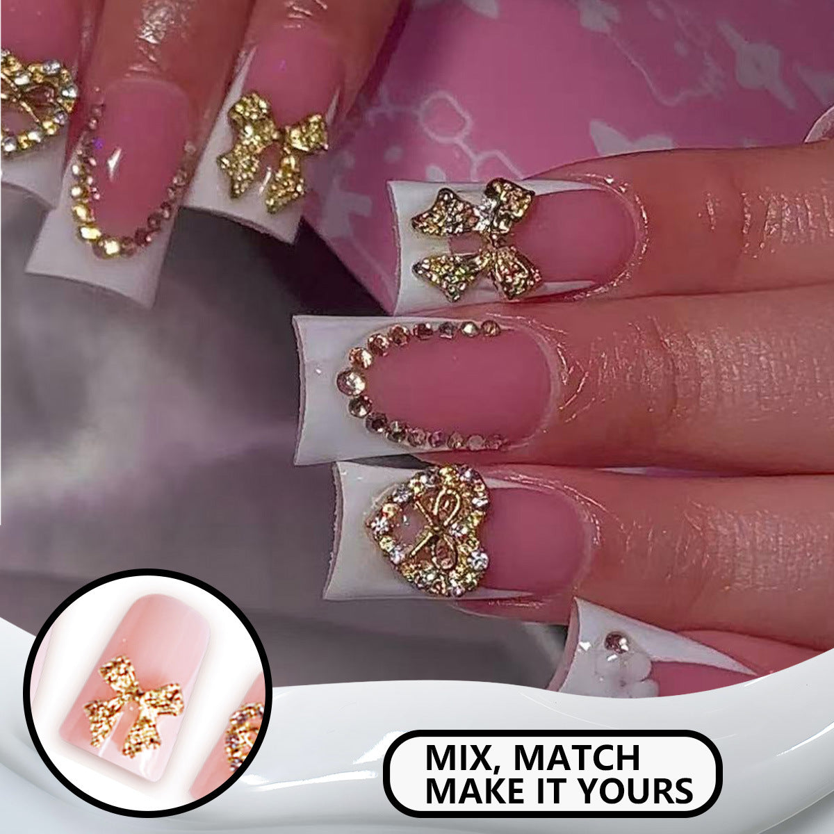 Dekorative mit Strass verzierten Press-On Nagelverlängerungen Brehn