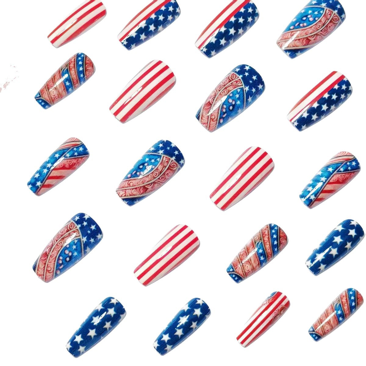 Kunstnägel mit Kreativen Patrioten-Motiven Brehn