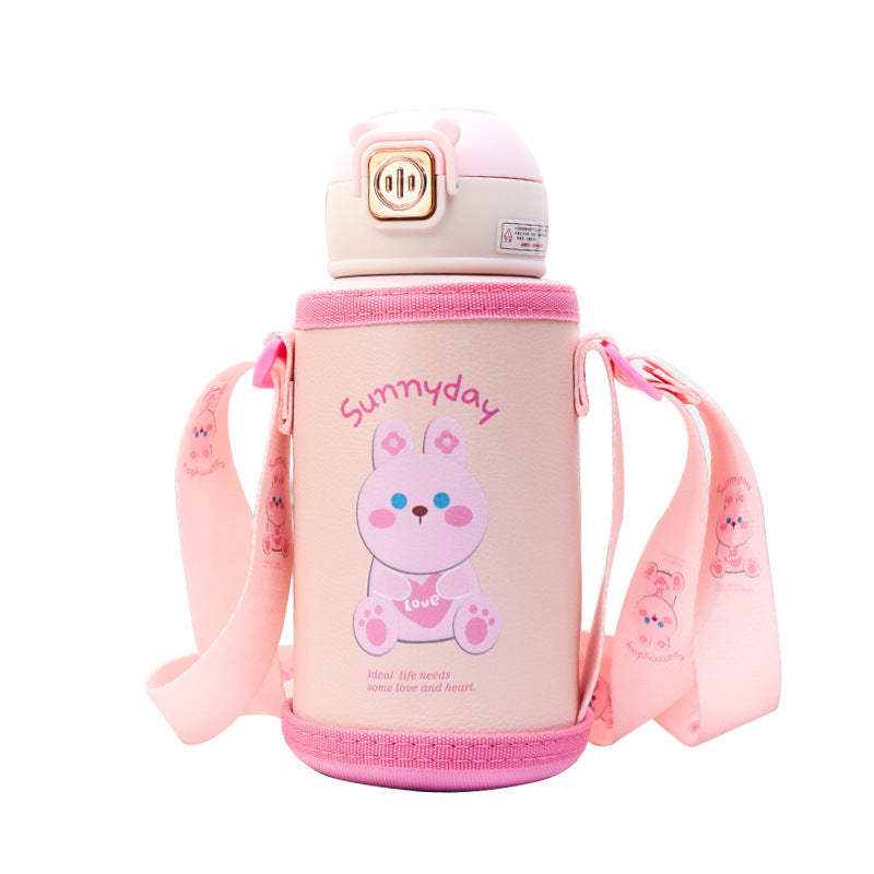Damen Isolierte Trinkflasche mit niedlichem Tierdesign und praktischem Tragegurt Brehn
