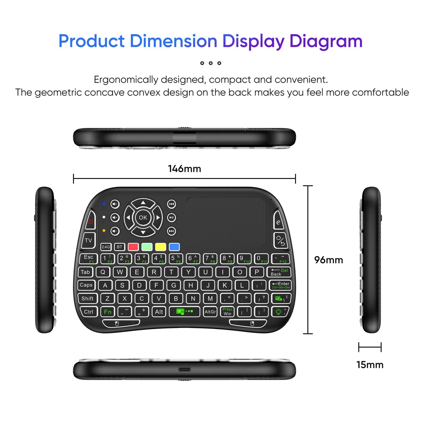 Wireless Mini-Tastatur mit Touchpad Brehn