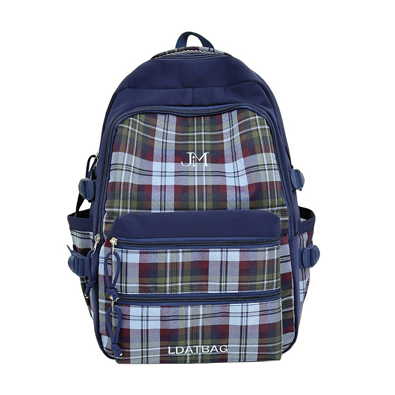 Stylische Vintage Karierte Schulrucksack Brehn