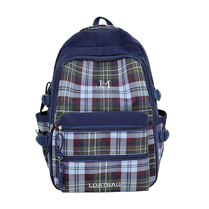 Stylische Vintage Karierte Schulrucksack Brehn