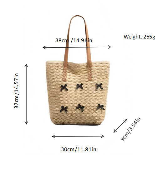Geflochtene Basttasche mit Dekorativem Schleifendesign Brehn